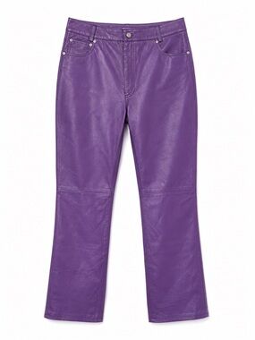 Vintage Newport News Jeanology Purple 100% Leather Bootcut Pants Women’s 12T Y2K